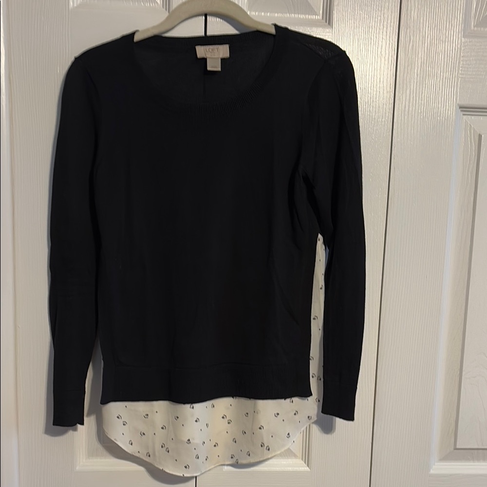 Loft black Long Sleeve Layered Top size XXSP  NWOT